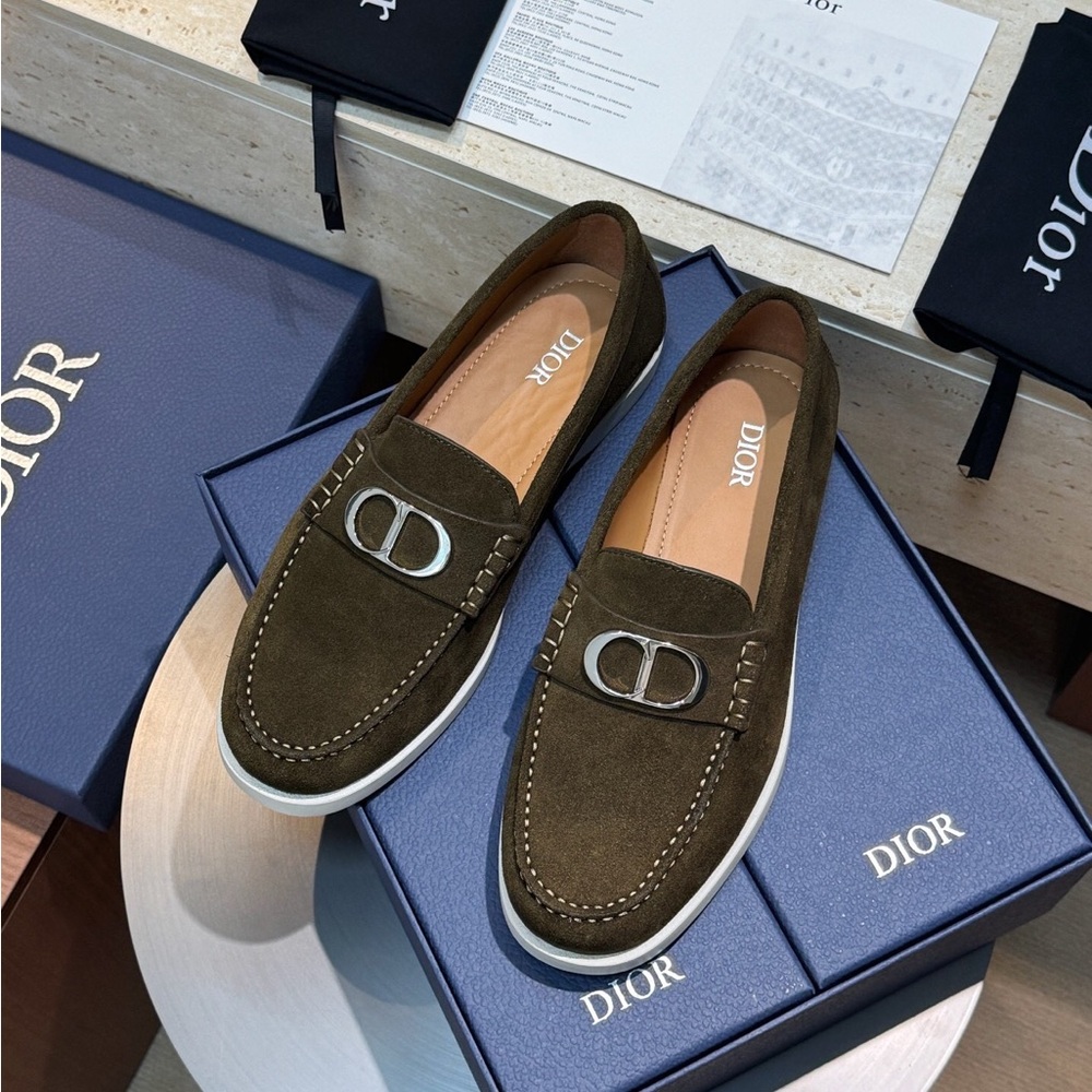 Dior Men's Olive Green Loafers